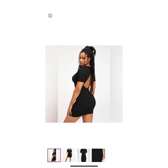 Good American Women’s 5/6 Ribbed Cutout Bodycon Open Back Black Mini Dress NWT - Picture 1 of 7